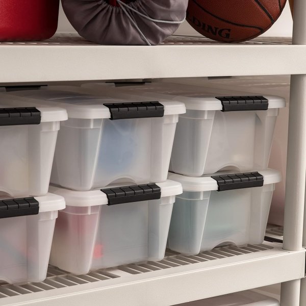 13 Qt Stackable Plastic Storage Bins with Lids, 6 Pack - BPA-Free - Image 7