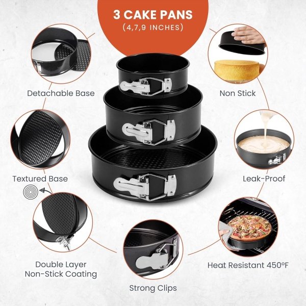 RFAQK 150PCs Cake Pan Set for Baking + Cake Decorating Supplies - Image 4
