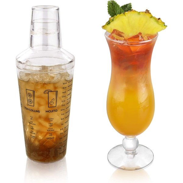 True Maraca Cocktail Recipe Shaker with Cap and Built In Strainer - Image 10
