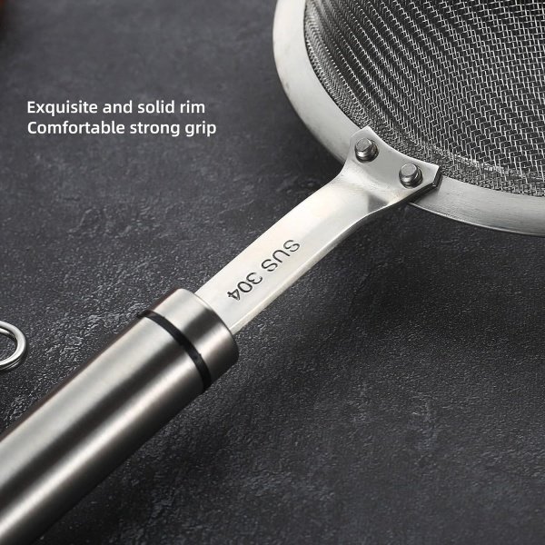 304 Stainless Steel Fine Mesh Strainers for Kitchen, Colander-Skimmer - Image 5