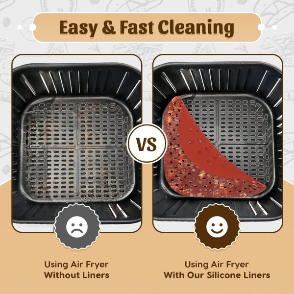 Reusable Square Silicone Air Fryer Liners (7.5 Inch, 3 Pack) by Linda’s - Image 3