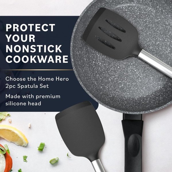 Home Hero Silicone Spatula Set with Ergonomic Handles - Stainless Steel High - Image 2