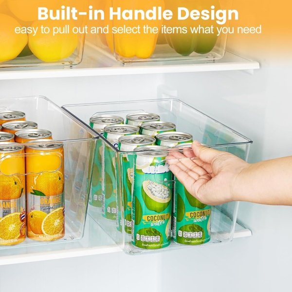 YIHONG 6 Pack Clear Pantry Organizer Bins, Plastic Containers - Image 5