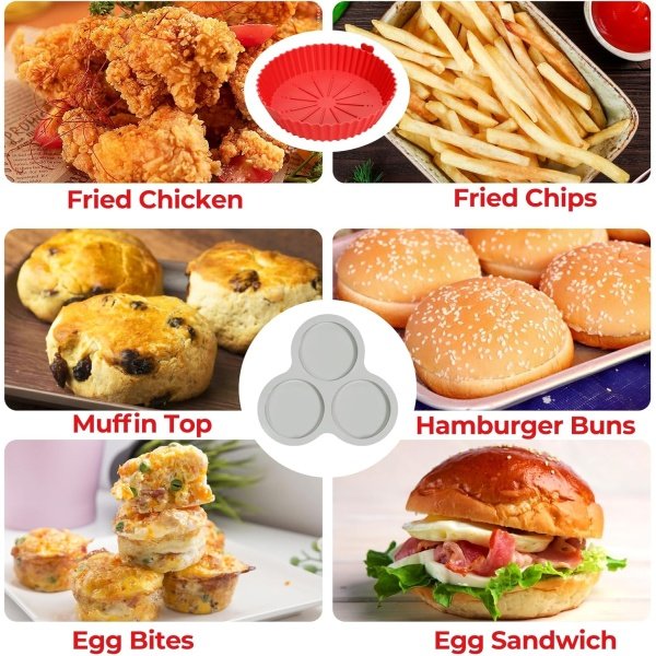 Silicone Air Fryer Liners & Muffin Top Pan Fit for 5 to 8 Qt AirFryer Oven - Image 3