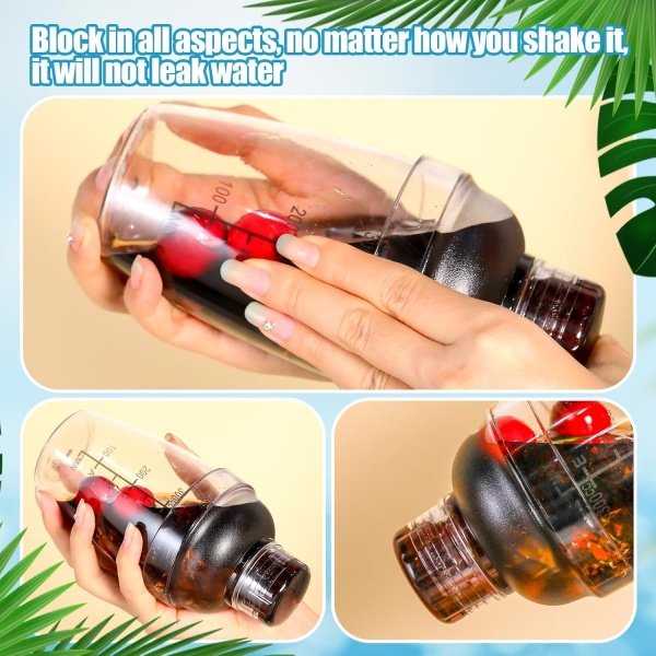 Lallisa 16 Pcs Plastic Cocktail Shaker Set Drink Mixer Boba Clear Shaker Cup - Image 4