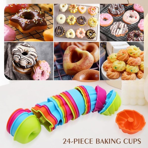 To encounter 24Pack Silicone Molds, Nonstick 2 3/4 inches Donut Mold - Image 9