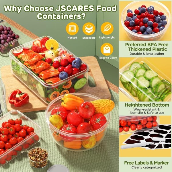 40 PCS Food Storage Containers with Lids Airtight (20 Lids &20 Containers) - Image 4