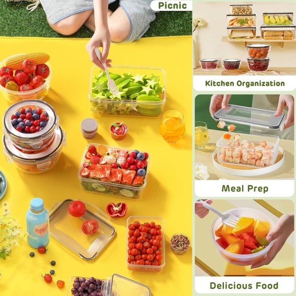 40 PCS Food Storage Containers with Lids Airtight (20 Lids &20 Containers) - Image 7