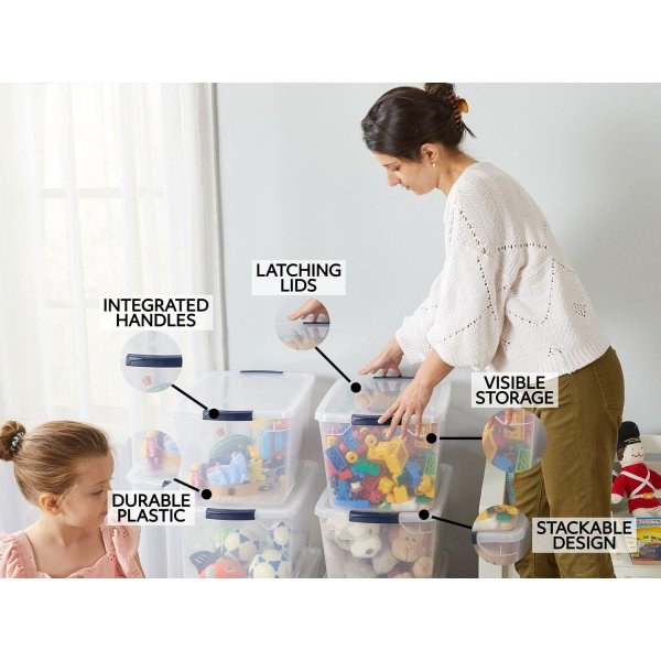 Rubbermaid Cleverstore Clear 32 Qt, 6 Pack Stackable Plastic Storage Containers - Image 6