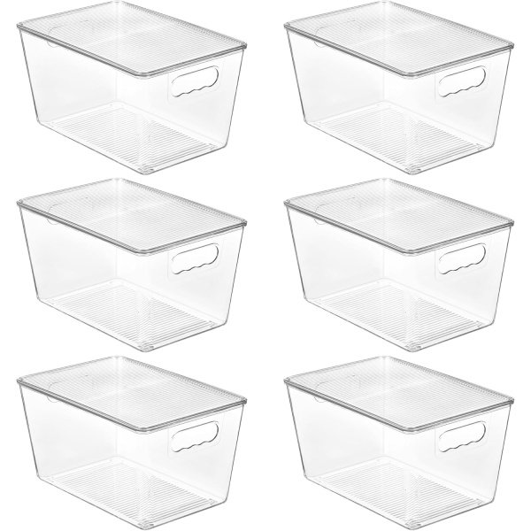 Vtopmart 6 Pack Clear Stackable Storage Bins with Lids, Large Plastic Containers
