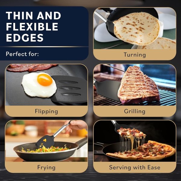 Home Hero Silicone Spatula Set with Ergonomic Handles - Stainless Steel High - Image 4