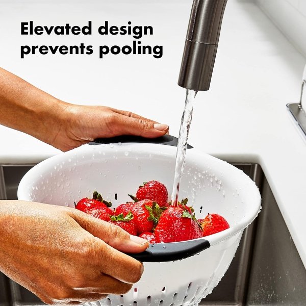 OXO Good Grips 3 QT Plastic Colander, White - Image 6