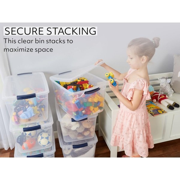 Rubbermaid Cleverstore Clear 32 Qt, 6 Pack Stackable Plastic Storage Containers - Image 3
