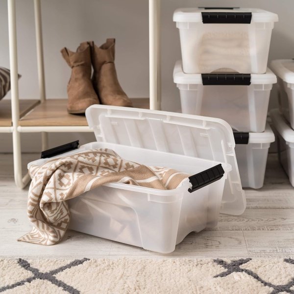 13 Qt Stackable Plastic Storage Bins with Lids, 6 Pack - BPA-Free - Image 4