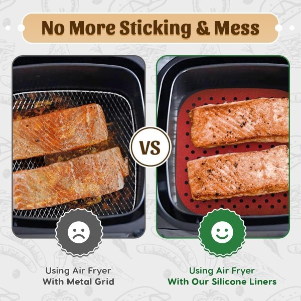 Reusable Square Silicone Air Fryer Liners (7.5 Inch, 3 Pack) by Linda’s - Image 2