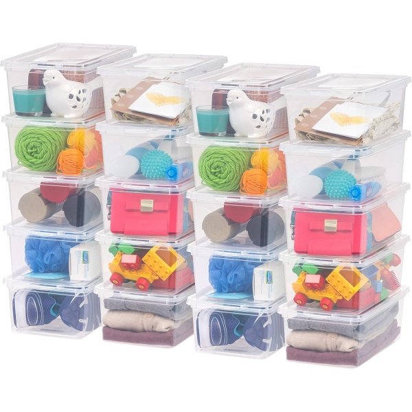 IRIS USA 6 Qt Clear Plastic Storage Bins with Lids, BPA-Free Stackable